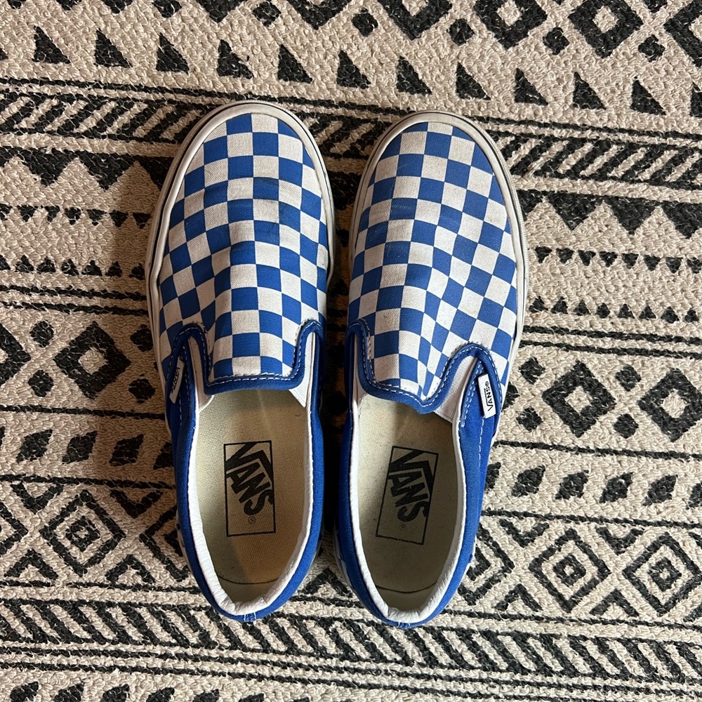 Vans Checkered Blue Slip Ons